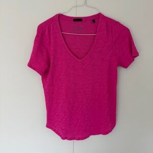 ATM Anthony Thomas Mellilo Slub Jersey Classic V-Neck Tee in Pink Magenta